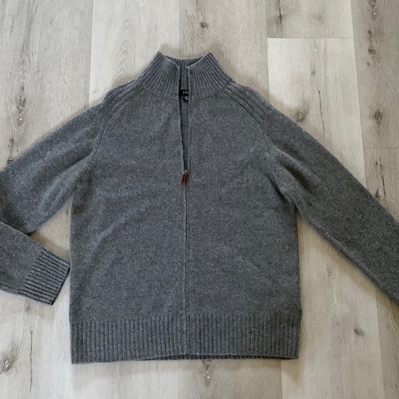 J. crew 100% lambs wool sweater jacket cardigan‎ gray fully zip cozy zip size L